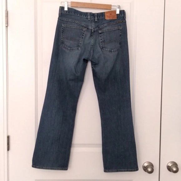 Lucky Brand Dungarees Button Fly Flare Denim Jeans Y2K Retro Vibes size 28/6 - Picture 6 of 10